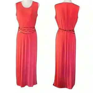 Vtg 90s Coral Pink Maxi Dress. Size Medium. EUC. Made in the USA!